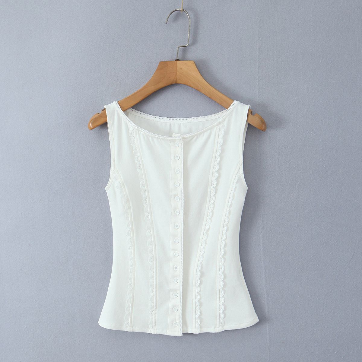 Aria Basics Aria Basics 25 Summer New Women's European And American Style Simple Slim Fit Round Neck Single-Breasted Sleeveless Vest With Small_ecoleips.com