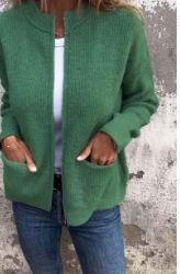 Women's Casual Fashion Solid Color Pocket Cardigan Coat Autumn/Winter New Clothing Style_ecoleips.com
