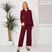 Modest Evening Dress Two Piece Set For Women Collared Top Loose Wide Leg Pants Popular Fashion_ecoleips.com