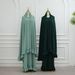 Muslim Dress Women Elegant Solid-Color Abaya Set With Oversized Headscarf – Modest Muslim Dress Inspired By Dubai & Türkiye Fashion_ecoleips.com