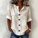 Women's V Neck Casual Shirt 3D Printed Button Top American Style Spring Summer New_ecoleips.com