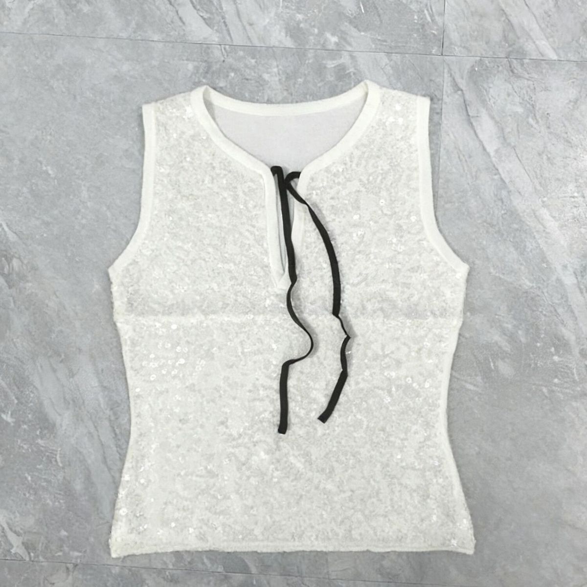 New Style Heavy-duty Sequin Slim-fit Design Tank Spring And Summer, Versatile Sleeveless Top For Women_ecoleips.com