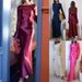 Women's Clothing New Elegant Temperament Solid Color Backless Satin High Slit Trumpet Sleeve Long Sleeve Dress_ecoleips.com