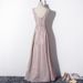 Elegant V-Neck Evening Gown Slim Fit Long Formal Dress For Banquet, Hosting, Party (Champagne Gold) - Sizes XS - XXXL_ecoleips.com