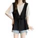 Women's Clothing Two Piece Short Sleeved Shirt New Summer Style Fat Mm Slimming Drawstring Waist Cover Belly Casual Age Reducing Tops_ecoleips.com