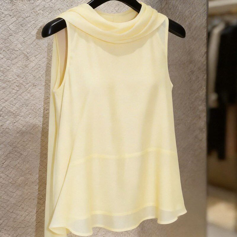 French Streamer Collar Sleeveless Top, Thin And Versatile Age-reducing Commuter Style Yellow 2026 Summer New Niche Women's Clothing_ecoleips.com