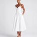 2025 Summer French Gentle Style First Love Temperament Tea Party Tie-Waist Ruched Pure Desire White Strap Dress_ecoleips.com