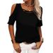 2025 Spring/Summer Women's Fashion Casual Solid Color Off Shoulder Loose Short Sleeved T-shirt For Women_ecoleips.com