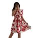Women's Clothing Neck Printed Hollow Waist Dress_ecoleips.com