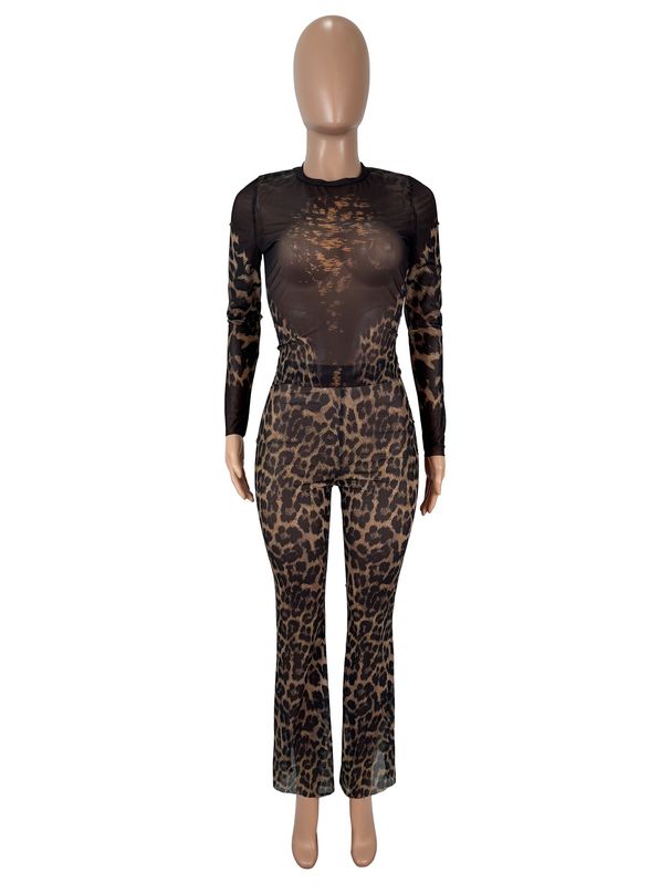 K Fashionable, Sexy, Trendy Leopard Print High Waisted Two-piece Set_ecoleips.com