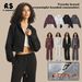 Women's Clothing Cropped Hooded Zipper Cardigan Long Sleeve Sweatshirt Jacket Clean Fit Spring/Autumn Family Clothing_ecoleips.com