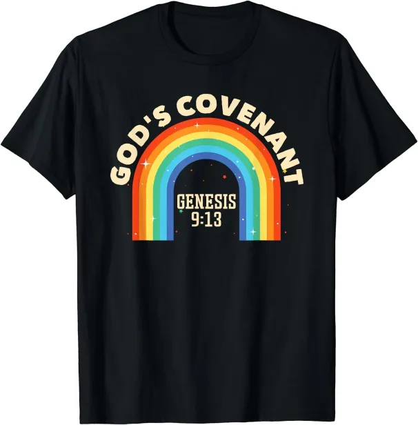 Women's T-Shirts NEW! Rainbow God's Covenant Genesis 9:13 Bible Christian T-Shirt - MADE IN USA_ecoleips.com