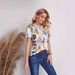 Floral Print U-Neck Short Sleeve T-Shirt For Women, Soft Breathable Casual Tee, Loose Fit Daily Top Comfortable U-Neckline_ecoleips.com