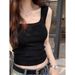 Solid Color Knitted Base Vest For Women, Summer New Suit Inner Wear, Camisole, Square Neck, Sexy Sleeveless Top, Ins_ecoleips.com
