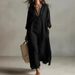 Women's Solid Color Lapel Long Sleeve Shirt Dress Cotton Linen Spring/Summer Lazy Style Fashion_ecoleips.com
