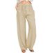 Breathable Linen-Cotton Wide Leg Pants - Elastic Waist Lounge Trousers For Yoga And Casual Wear Breathable Natural Blend_ecoleips.com