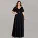 Women's Clothing New Fat Sister Bridesmaid Dress Wedding Annual Meeting Chiffon V Neck Banquet Long Dress_ecoleips.com