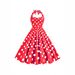 Retro Polka Dot Halter Neck High Waist Full Skirt Dress for Women European American Style Stage Group Performance Cross Border Spot Goods_ecoleips.com