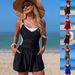 Women's One Piece Swimsuit Conservative Sporty Simple Bikini European American Style_ecoleips.com