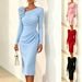 Elegant One-Shoulder Bodycon Dress With 3D Floral Appliques For Women, Night Out Cocktail Party Guest Dresses_ecoleips.com