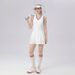 White Tennis Dress Women's Summer Quick-drying Breathable V-neck Sleeveless Pleated Skirt Professional Badminton Sports Skirt_ecoleips.com