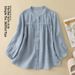 Aria Basics Aria Basics Foreign Trade Italian Women's Clothing***Discounted Cotton-Linen Shirt, Lightweight Loose-Fit Slimming Three-Quarter_ecoleips.com