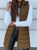 K Solid Color Hooded Zipper Vest Coat For Women; Medium-long Length; Plus Size_ecoleips.com