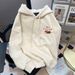 Retro Hong Kong Style Embroidered Hooded Sweatshirt Thickened Warm Fleece Lined Jacket Autumn Winter Heavy Duty for Women_ecoleips.com