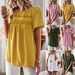 Independent Design And Development Round Neck Patchwork Top 2023 Spring Summer Loose Women's Shirt Solid Color_ecoleips.com
