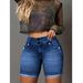 Women's Stretch Denim Shorts Casual Double Button Trendy New Style_ecoleips.com