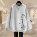 Women's European Style Casual Sweatshirt Fleece Lined Thickened round Neck Pullover Fashionable Cartoon Print Autumn Winter Top_ecoleips.com