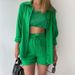 Women's Wrinkle-Resistant 2-Piece Set – Long Sleeve Button-Down Shirt & High-Waisted Drawstring Shorts – Plus Size Casual Outfit (S-Xxl, 19 Colors)_ecoleips.com
