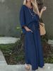 Women's Casual Loose Dress Two Piece Set Solid Color_ecoleips.com