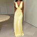 Women's Sexy Deep V Sleeveless Backless Lace Up Hollow Out Solid Color Maxi Dress – Elegant Party Gown_ecoleips.com