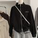 Letter Embroidered Zipper Sweater Jacket Fleece Thickened Loose Stand-up Collar Long-sleeved Top Women_ecoleips.com
