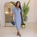 Women's Clothing Washed Denim Splicing Pockets Solid Color Women's Fashion Dress_ecoleips.com