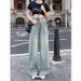 Trendy Striped Hoodie & High-Waist Straight-Leg Jeans Set - Casual Cotton Outfit For Women, Retro Streetwear, Comfortable Daily Wear_ecoleips.com