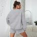 Women's Clothing Round Neck Sweatshirt Long Sleeved Shorts Loose Casual Suit Sweatshirt Letters Heart Print Shorts Suit_ecoleips.com