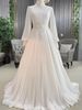 Women's Clothing Elegant Modest Muslim Wedding Dress With High Neck & Long Sleeves – Ivory White Chiffon Gown For Brides (US2-US16)_ecoleips.com