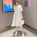 Summer New Korean Fashion Patchwork Round Neck Short Sleeve Maternity Dress_ecoleips.com