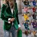 Women's Clothing Gold Velvet Slim Fit Suit Jacket For Women Faux Pocket Elegant Style For Formal & Casual For Women_ecoleips.com