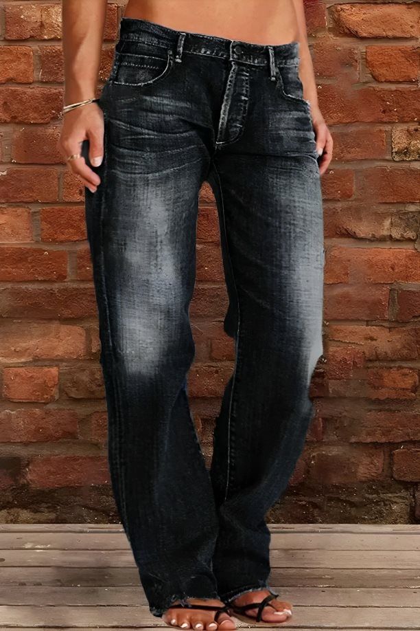 Women’s Flared Bootcut Jeans – Vintage Washed Denim Pants For A Slimming Silhouette (Light Blue, Dark Blue, Black, Gray, S-5XL)_ecoleips.com