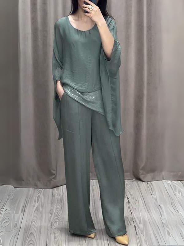 Women's Clothing Women's Casual Raglan Short Sleeve Trousers Set Fashion Long Sleeve For Formal & Casual For Women_ecoleips.com