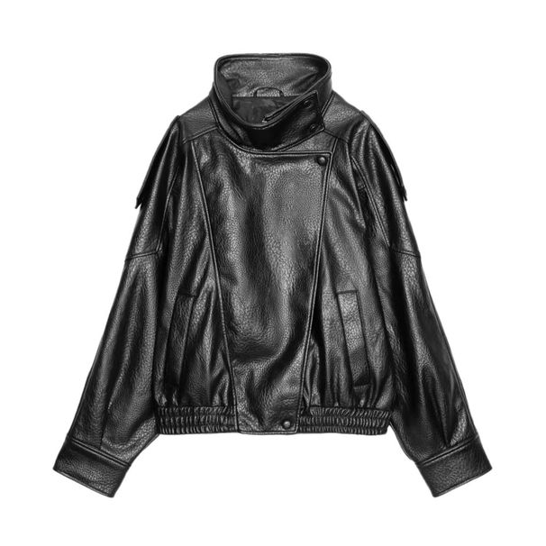 K European And American Retro Motorcycle Style Leather Jacket With Stand Up Collar And Jacket_ecoleips.com