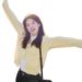 Cream Yellow Two-Piece Knitted Cardigan Top For Women Earl Spring Korean Stle Versatile Long Sleeve Sweater_ecoleips.com