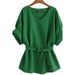 Women's V-neck Short-Sleeved Linen Shirt Batwing Sleeve Loose Fit Casual Cotton Top For Summer_ecoleips.com