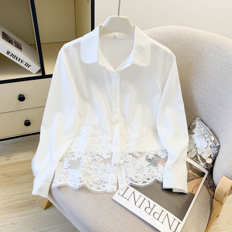 Elegant Women's White Lace Embroidered Blouse Casual Office Shirt Spring Fashion Top for Ladies_ecoleips.com
