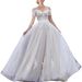 Women's Clothing One Shoulder Wedding Dress New Bride Simple Round Neck Slim Perspective Travel Shooting Trailing Soft Yarn Show_ecoleips.com