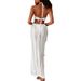 Women's Clothing Vacation Three Dimensional Hook Flower Hollow Back Strap Fashion Sun Protection Long Skirt Beach Cover Up Suit_ecoleips.com