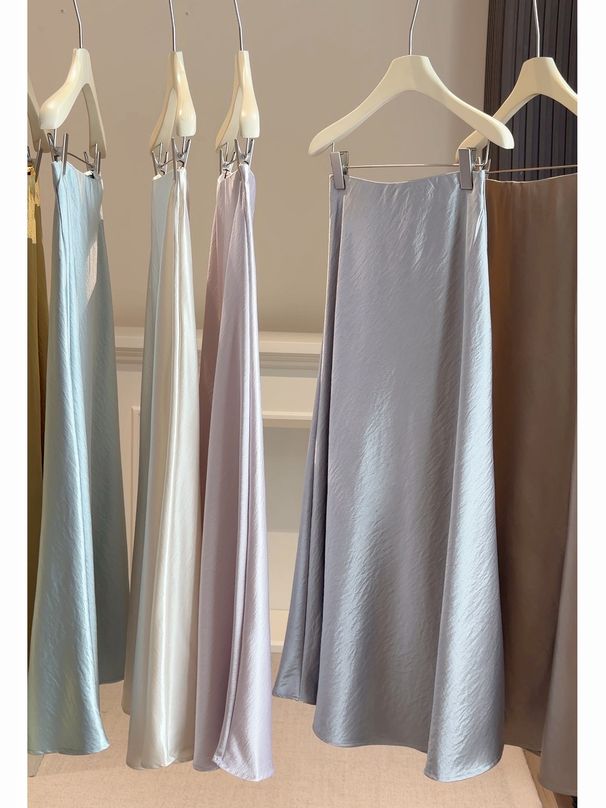 Elegant Flowing Skirt for Women Acetate Satin Fishtail Style Slimming Bodycon New Spring Trend_ecoleips.com